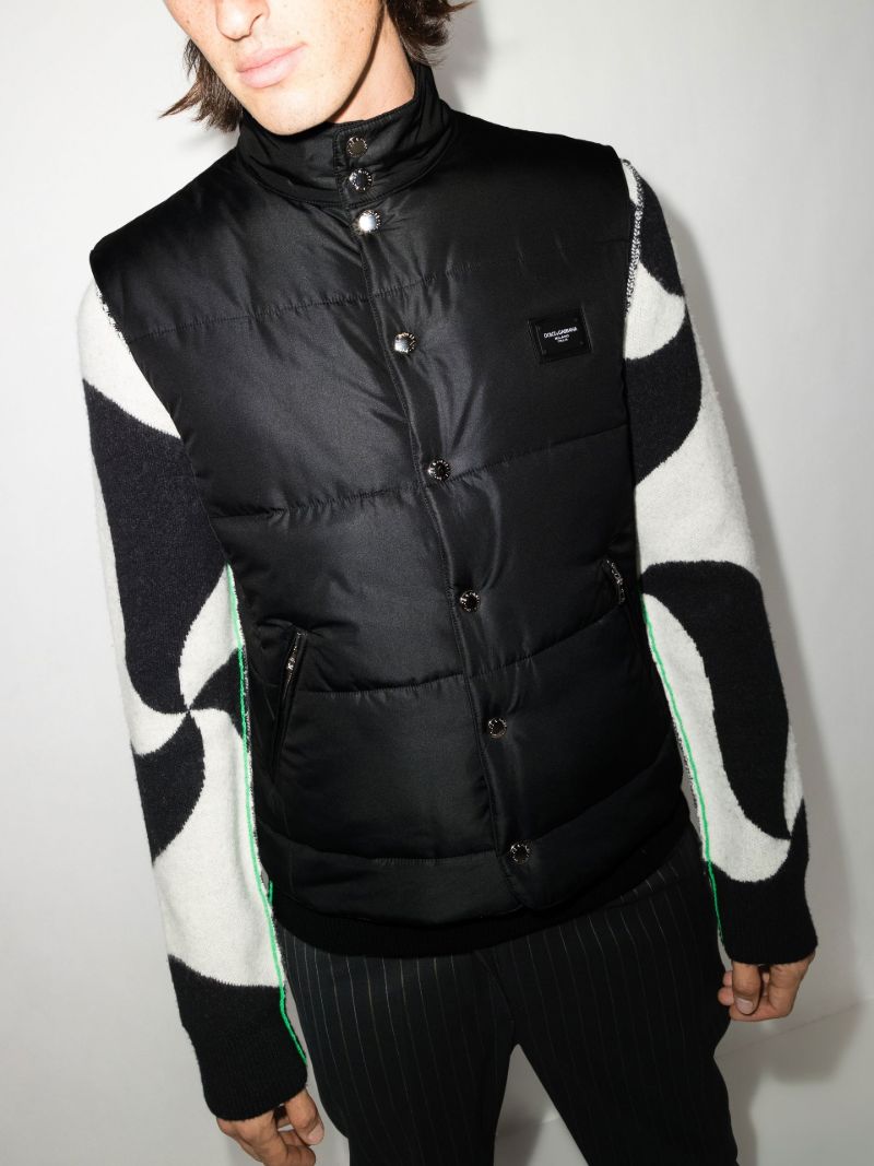 Black Logo Patch Padded Gilet