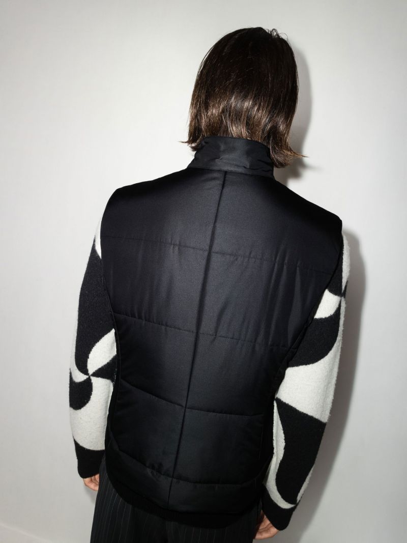Black Logo Patch Padded Gilet