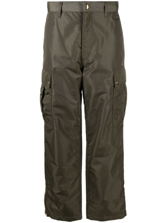 Green Quilted Cargo Trousers