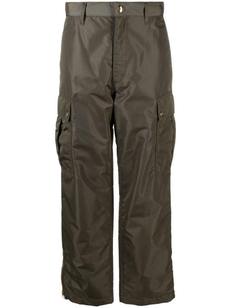 Green Quilted Cargo Trousers
