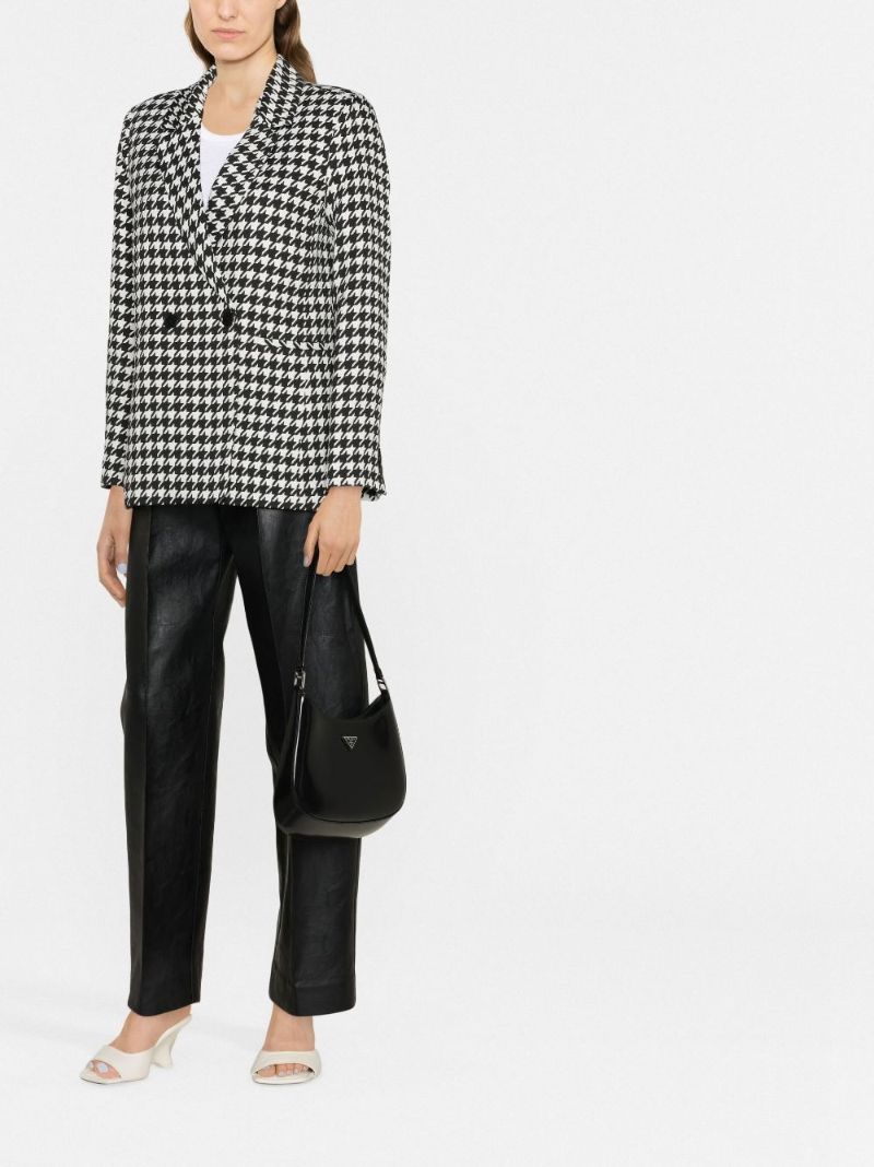 White and Black Madeline Houndstooth Blazer
