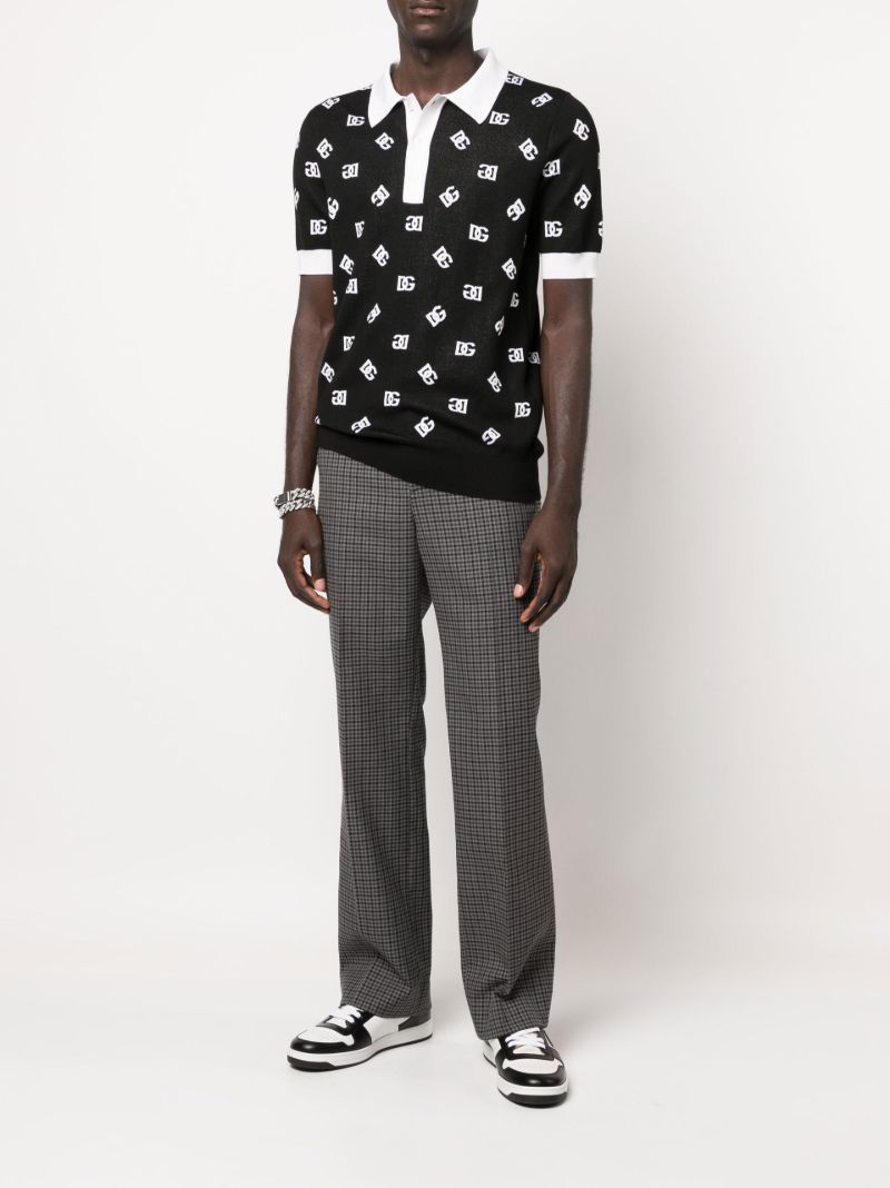 Black Dg Logo Knitted Polo Shirt