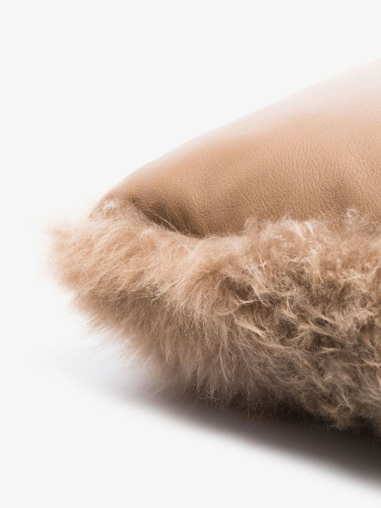 Brown Shearling and Leather Cushion