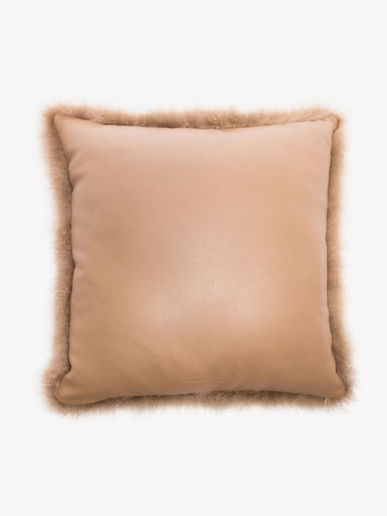 Brown Shearling and Leather Cushion