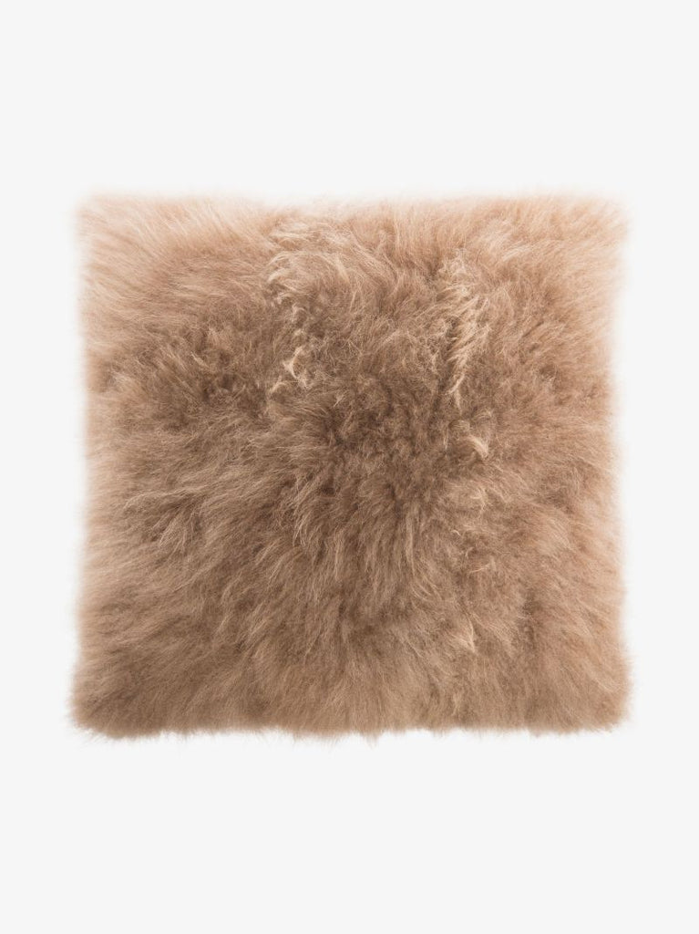 Brown Shearling and Leather Cushion