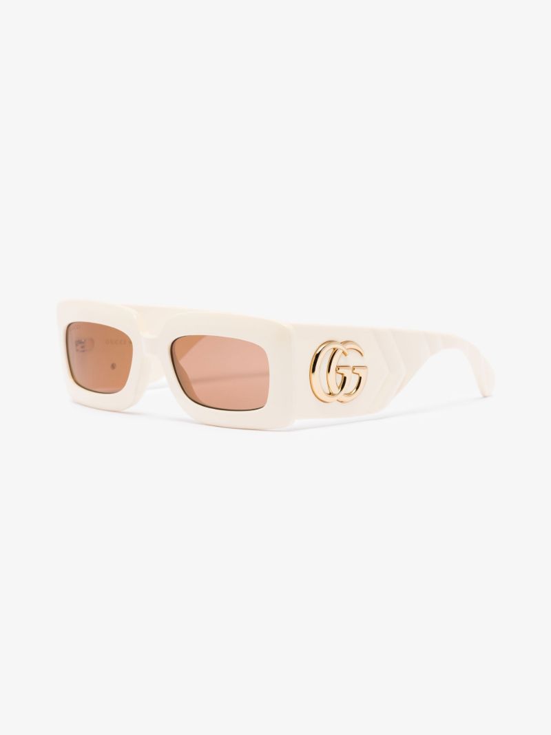 Neutral Oversized Logo Rectangular Sunglasses
