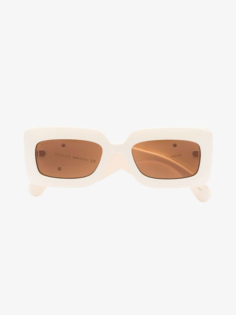 Neutral Oversized Logo Rectangular Sunglasses