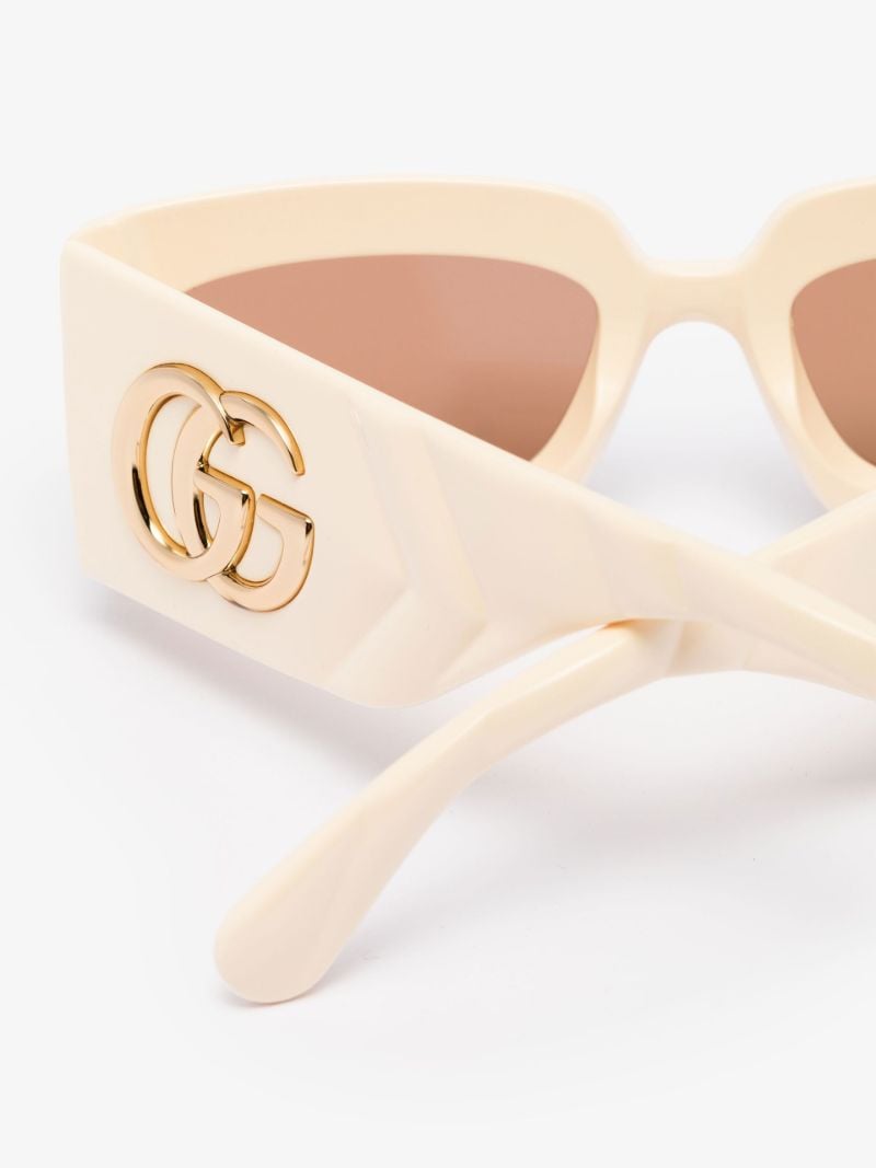 Neutral Oversized Logo Rectangular Sunglasses