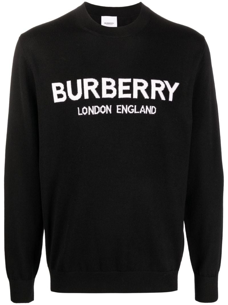 Black Logo Print Knit Sweater