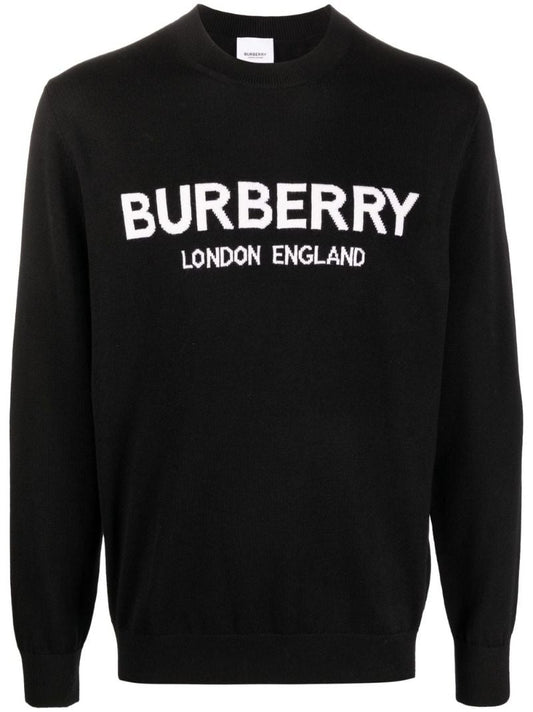 Black Logo Print Knit Sweater