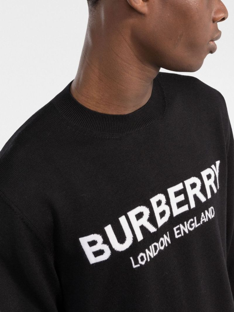 Black Logo Print Knit Sweater