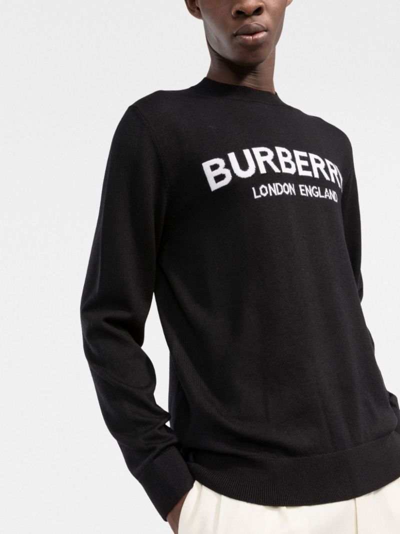 Black Logo Print Knit Sweater