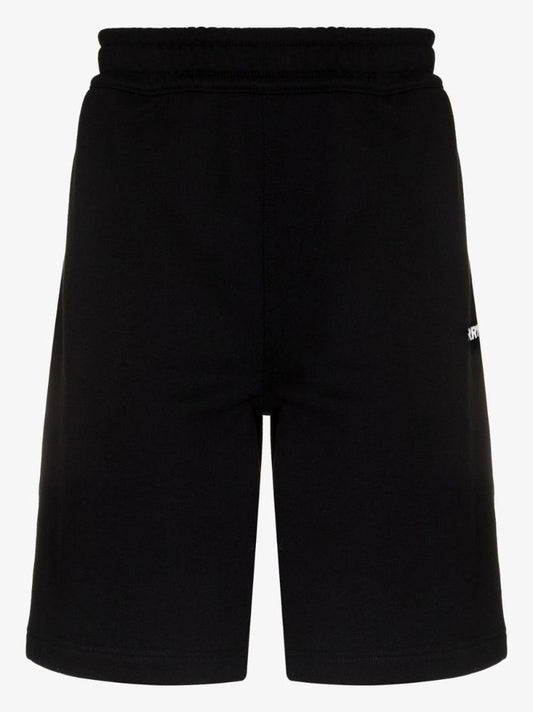 Black Logo Print Cotton Shorts