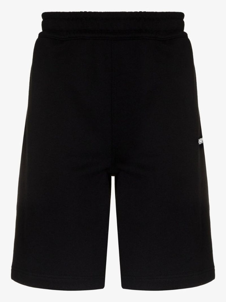 Black Logo Print Cotton Shorts