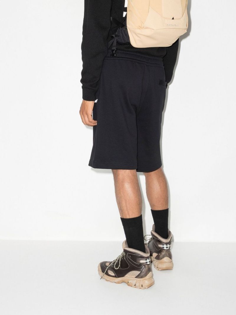Black Logo Print Cotton Shorts