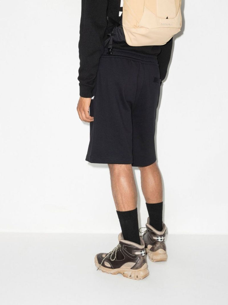 Black Logo Print Cotton Shorts