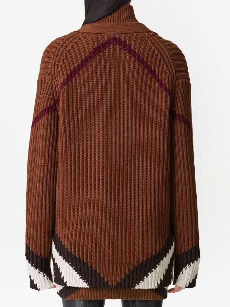 Brown Chevron Check Cardigan