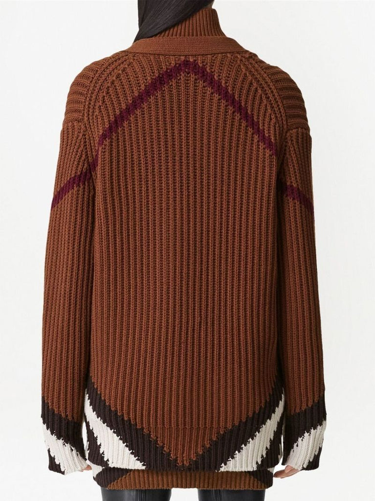 Brown Chevron Check Cardigan