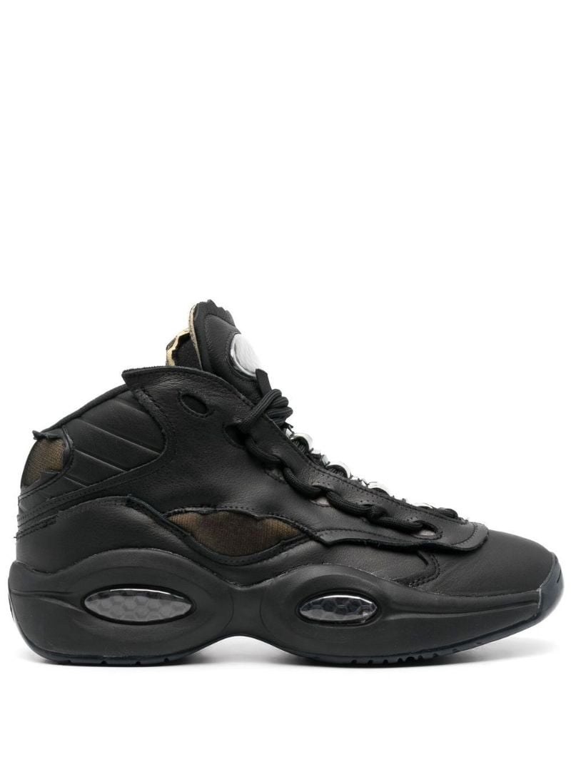 X Maison Margiela Black Question Mid Memory of Basketball Sneakers