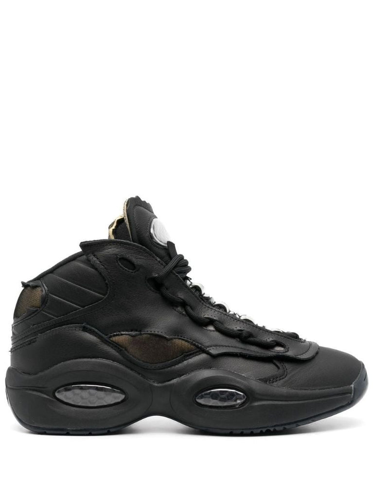 X Maison Margiela Black Question Mid Memory of Basketball Sneakers