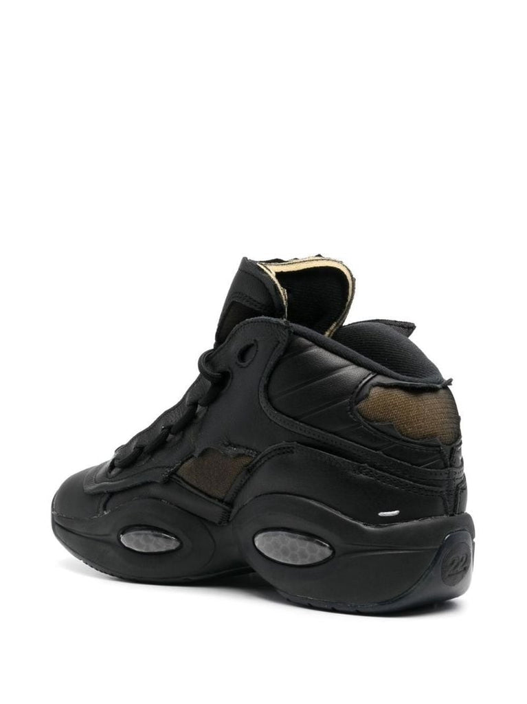 X Maison Margiela Black Question Mid Memory of Basketball Sneakers