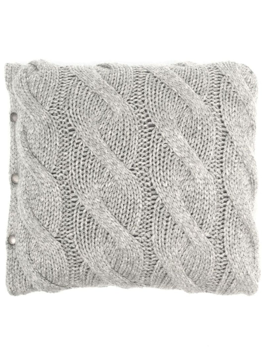 Grey Cable Knit Cashmere Cushion