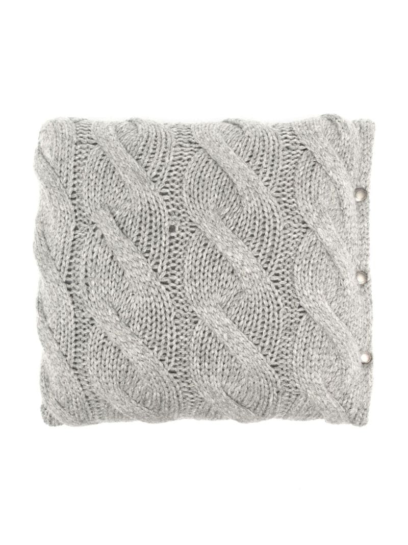 Grey Cable Knit Cashmere Cushion