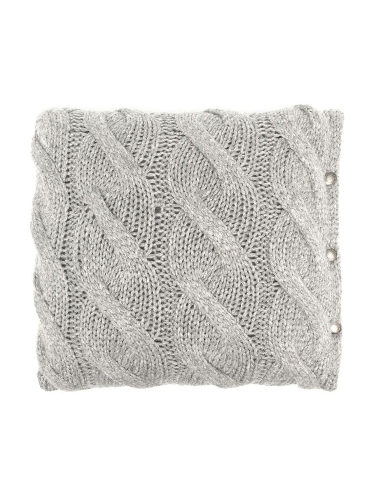 Grey Cable Knit Cashmere Cushion