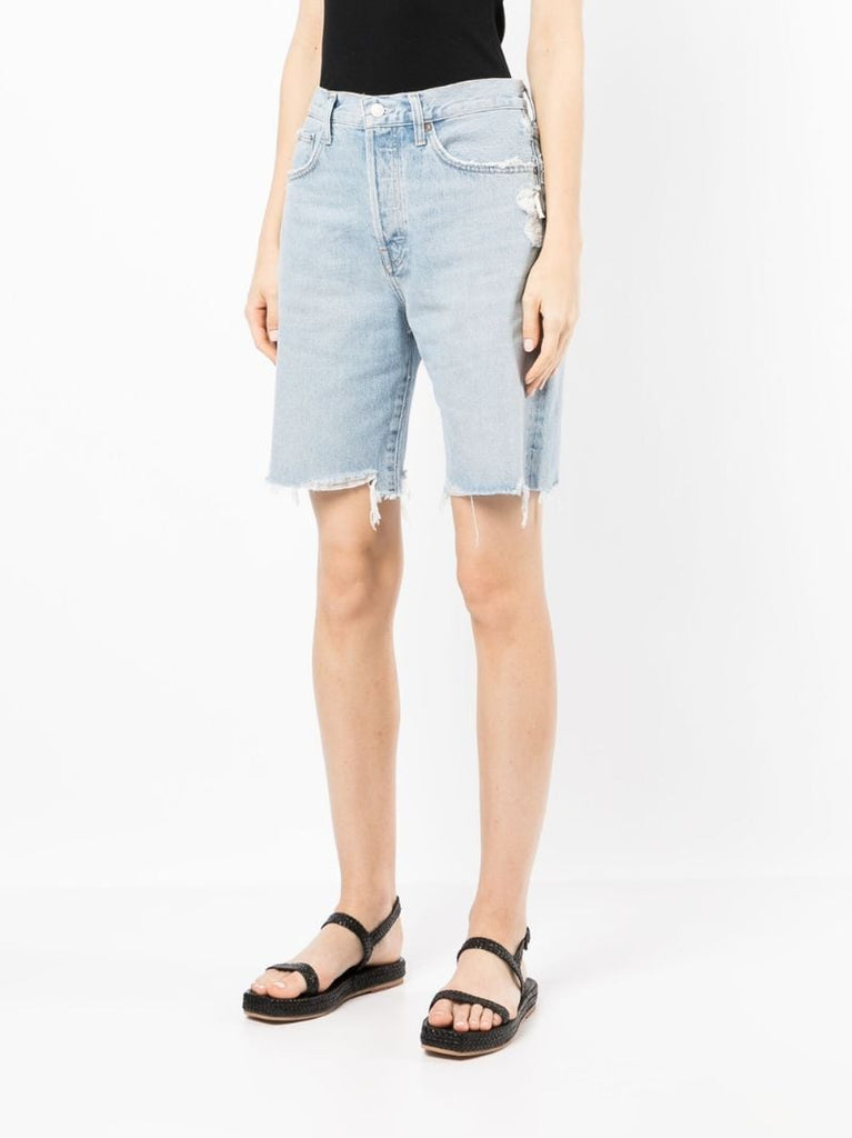 Blue Ira Distressed Organic Cotton Denim Shorts