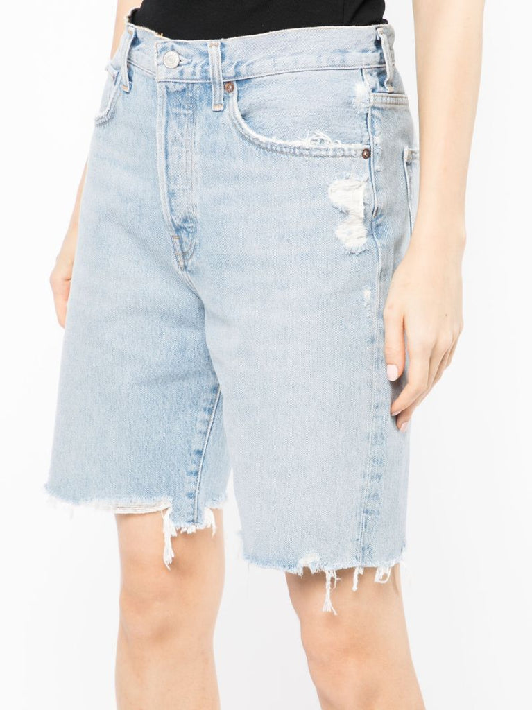 Blue Ira Distressed Organic Cotton Denim Shorts