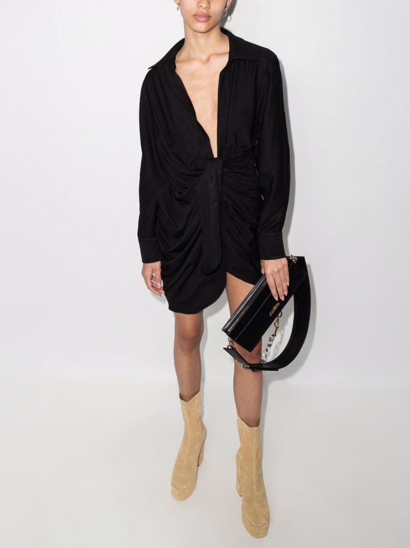 Black La Robe Bahia Draped Mini Dress