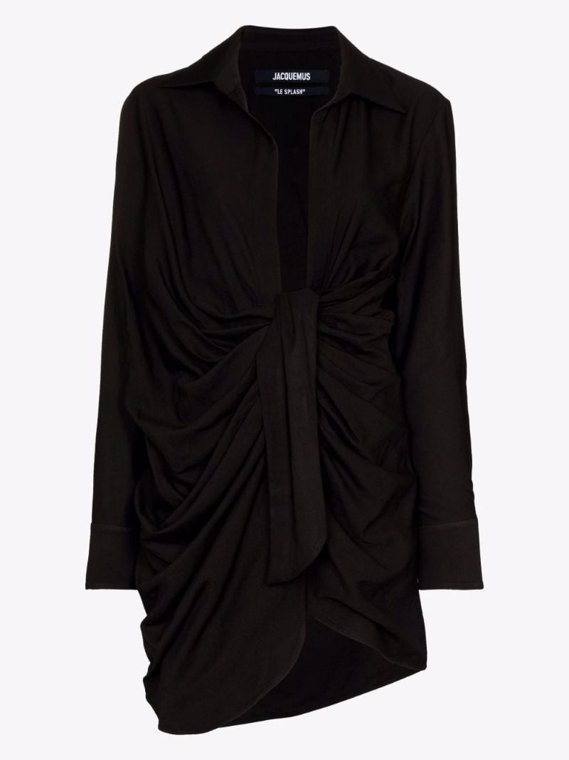 Black La Robe Bahia Draped Mini Dress