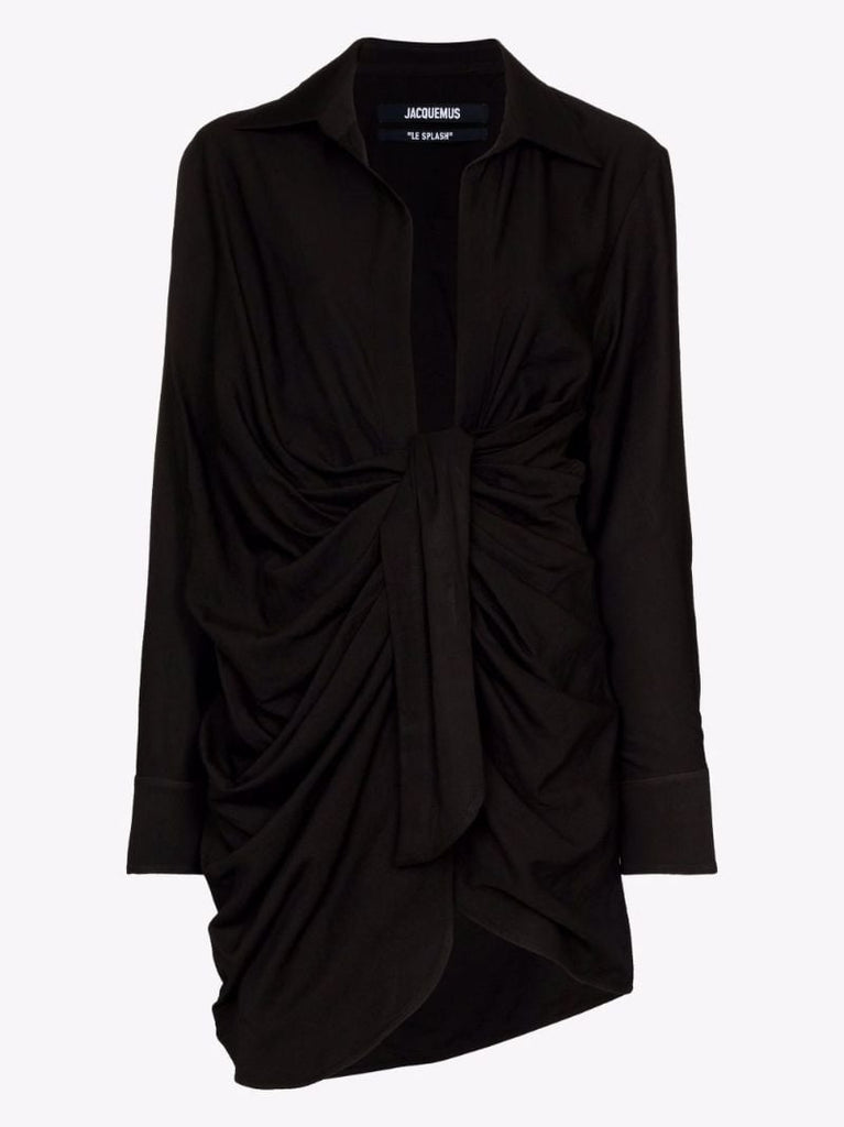 Black La Robe Bahia Draped Mini Dress