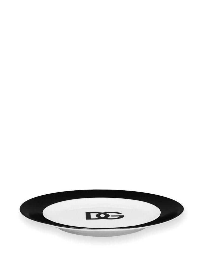 White Dg Logo Print Bread Plates