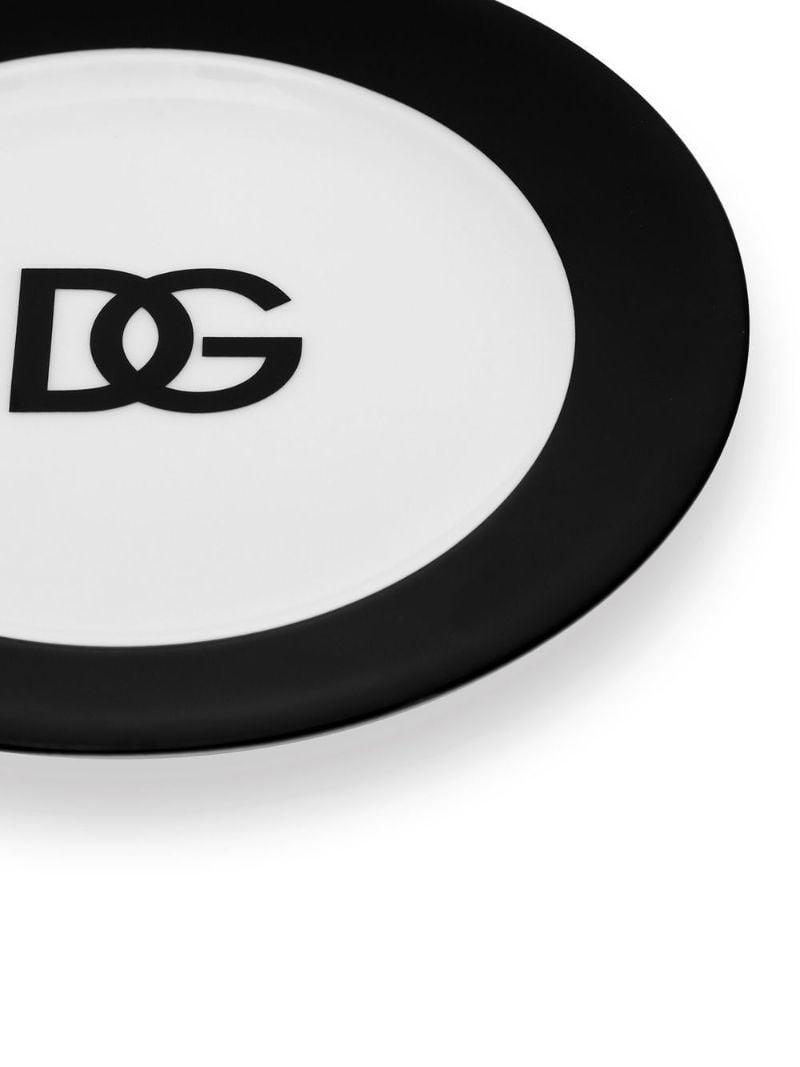 White Dg Logo Print Bread Plates