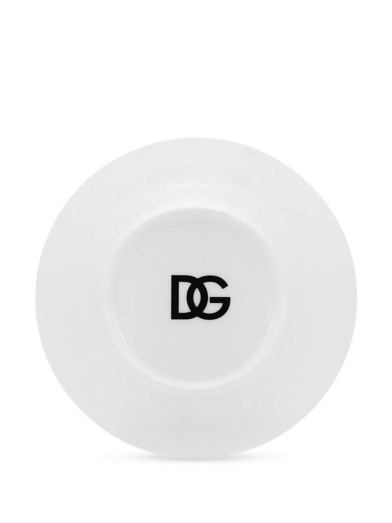 White Dg Logo Print Bread Plates