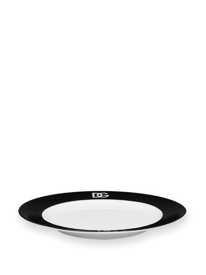 White Dg Logo Porcelain Dessert Plate Set