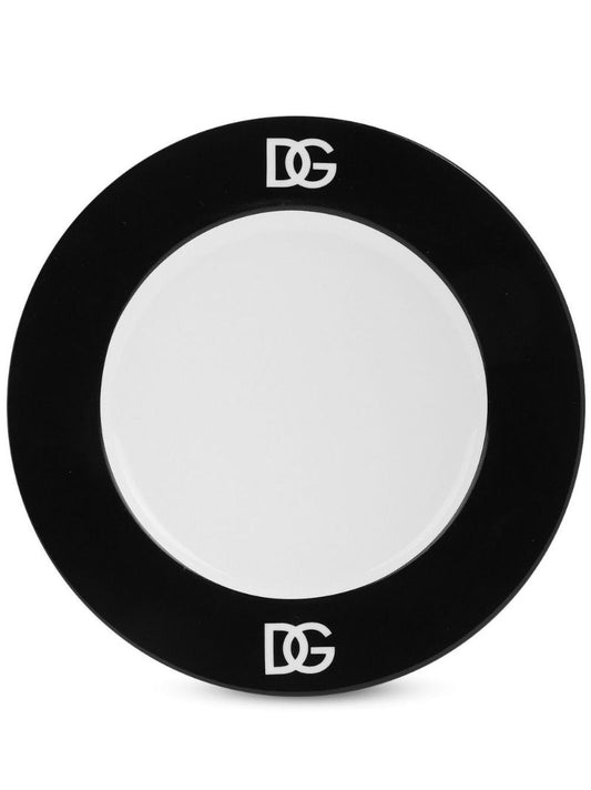 White Dg Logo Porcelain Dessert Plate Set