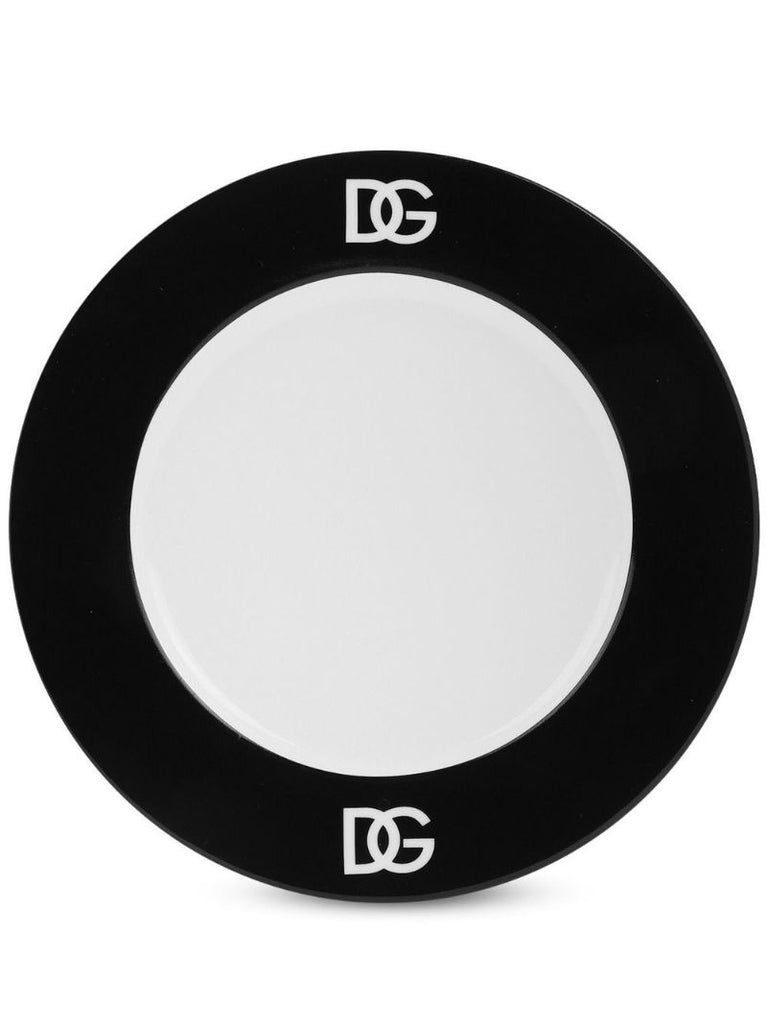 White Dg Logo Porcelain Dessert Plate Set