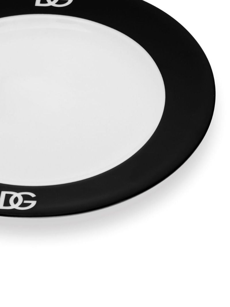 White Dg Logo Porcelain Dessert Plate Set