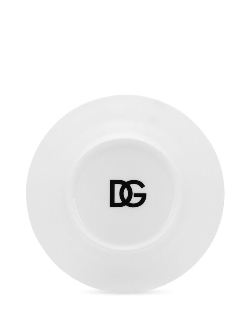 White Dg Logo Porcelain Dessert Plate Set