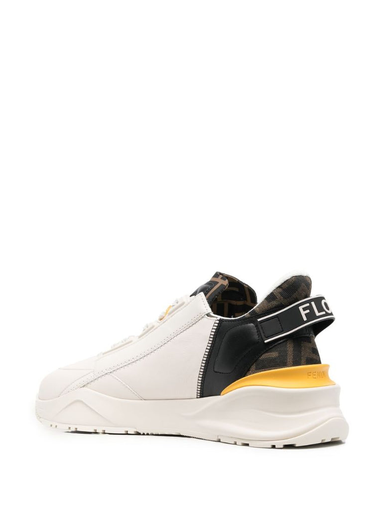 White Fendi Flow Low-top Leather Sneakers
