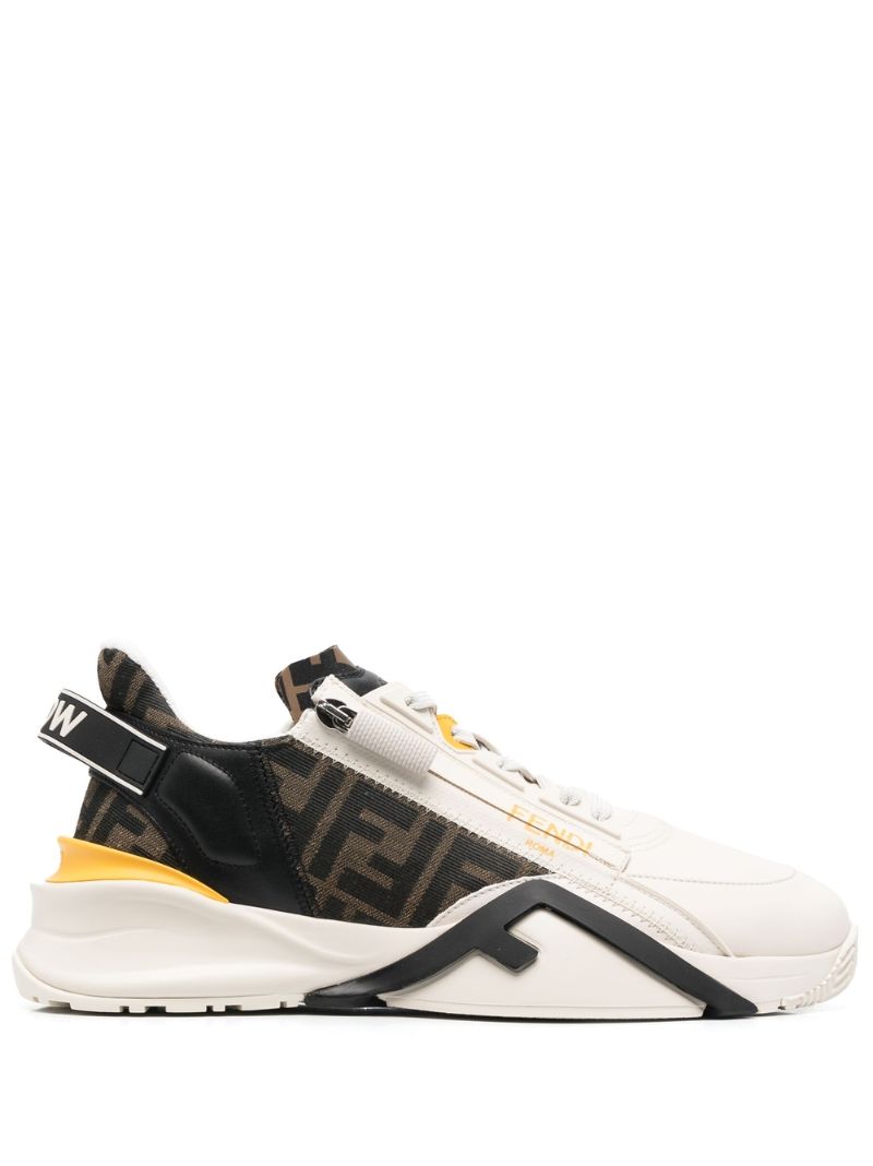 White Fendi Flow Low-top Leather Sneakers