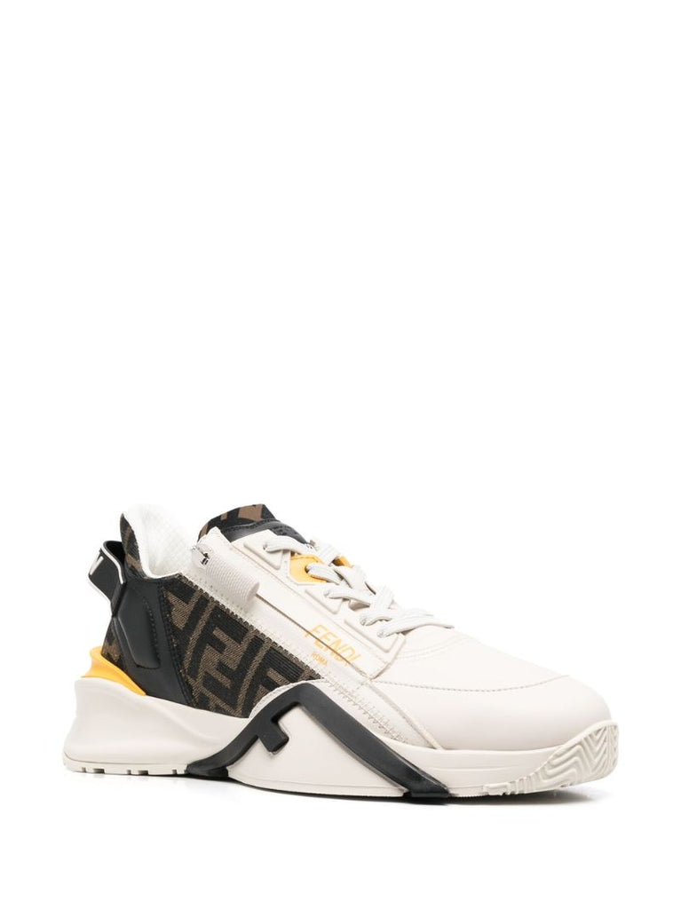 White Fendi Flow Low-top Leather Sneakers