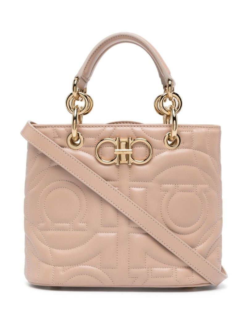 Pink Gancini Quilted Leather Tote Bag