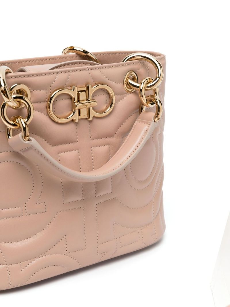 Pink Gancini Quilted Leather Tote Bag