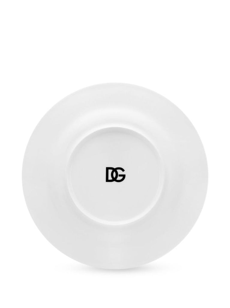 White Dg Logo Print Charger Plate