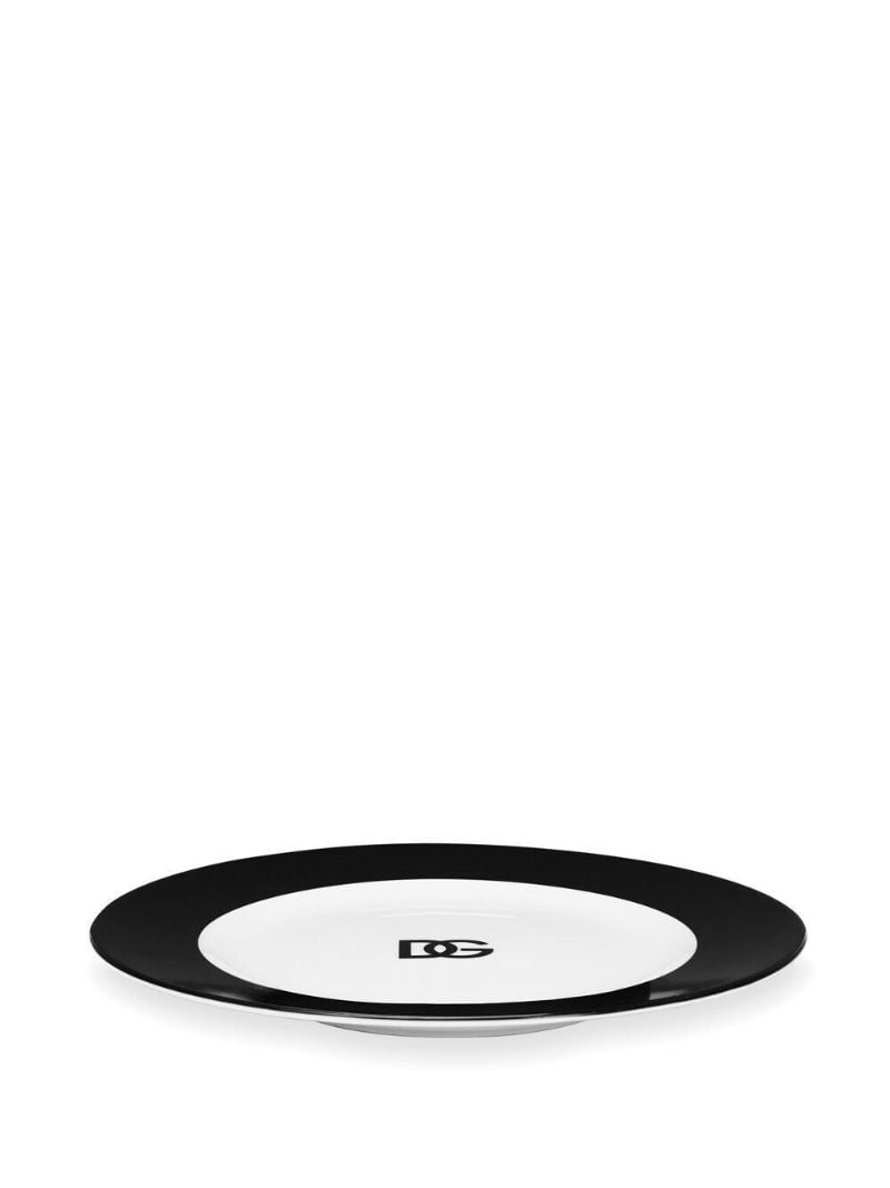 White Dg Logo Print Charger Plate