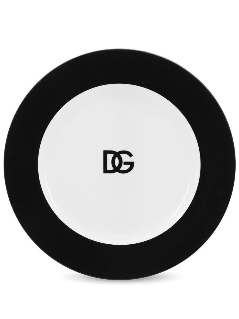 White Dg Logo Print Charger Plate