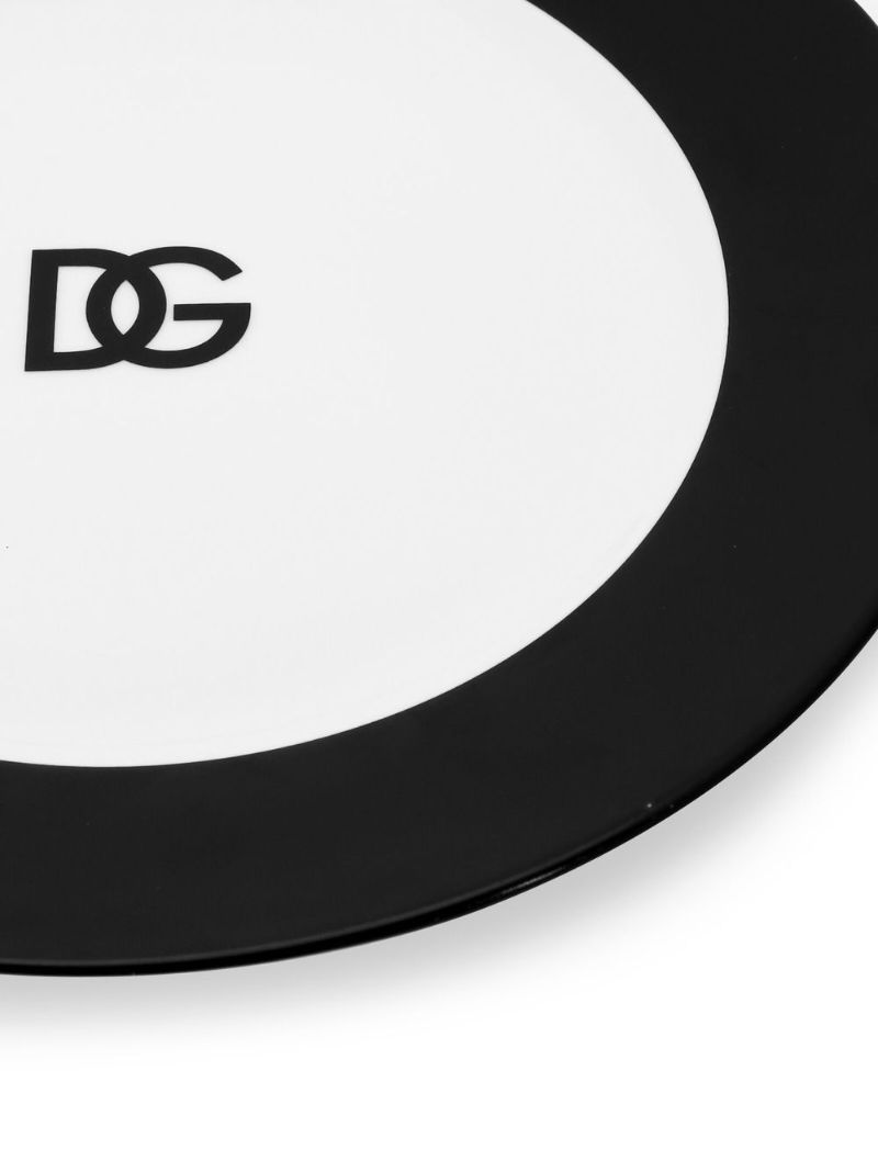White Dg Logo Print Charger Plate